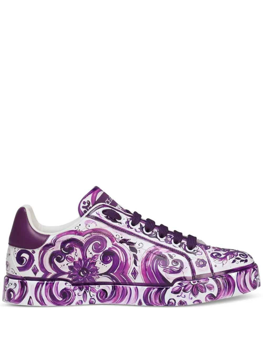 Maiolica-print lace-up sneakers