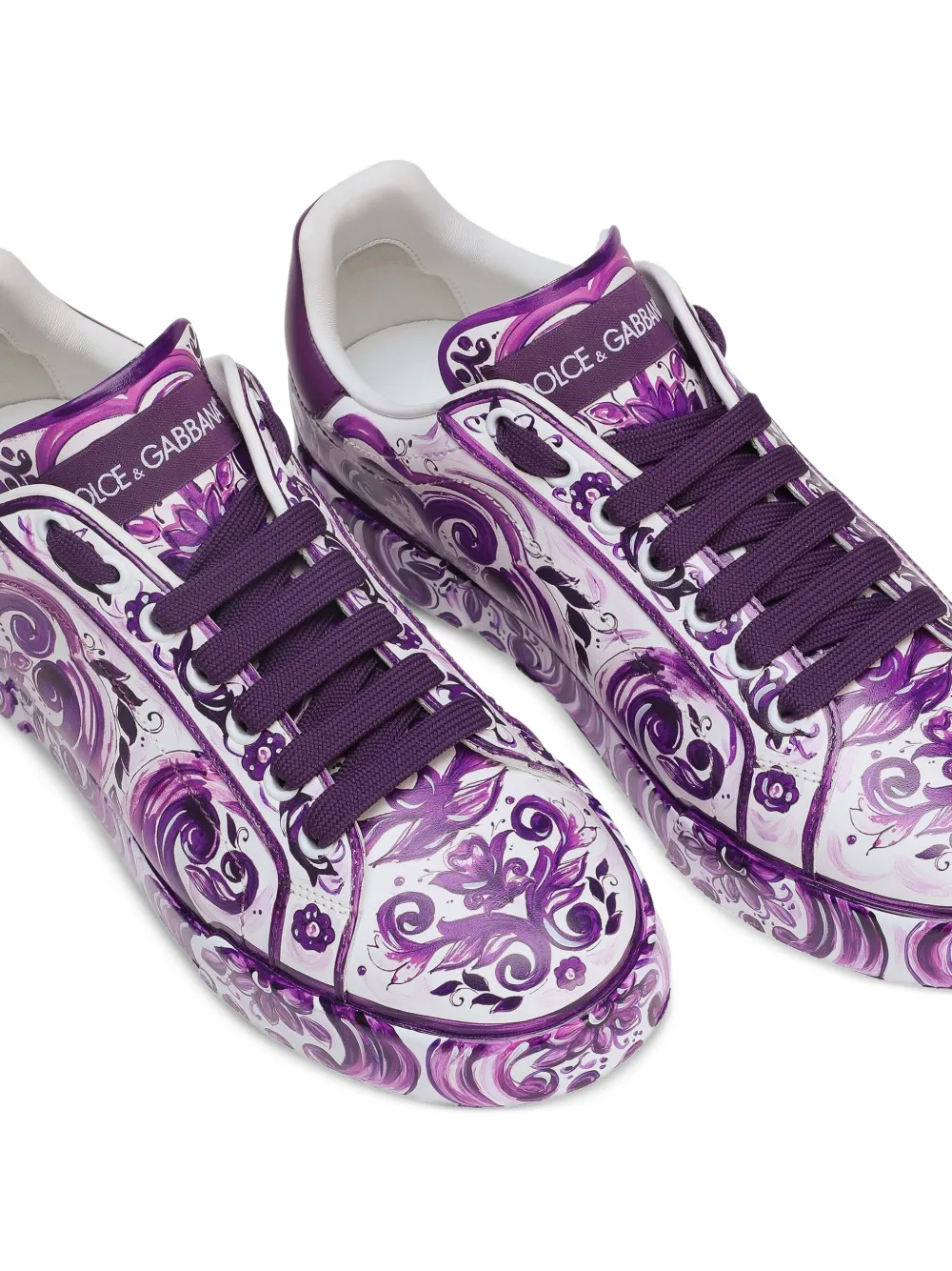 Maiolica-print lace-up sneakers