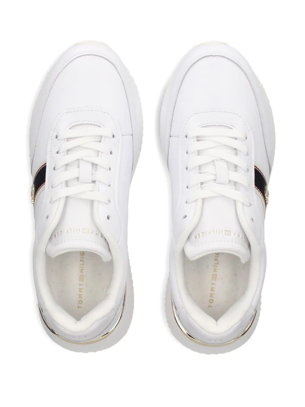 leather striped low-top sneakers