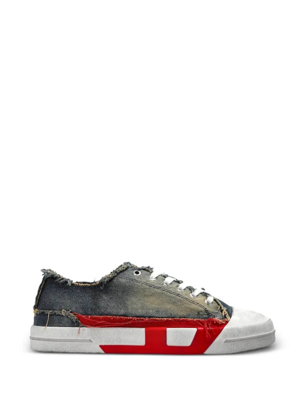 frayed sneakers