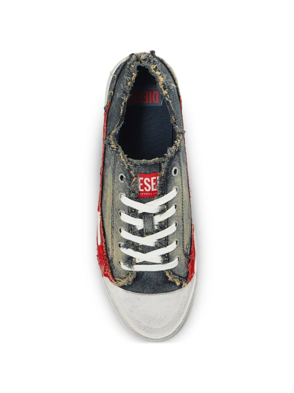 frayed sneakers