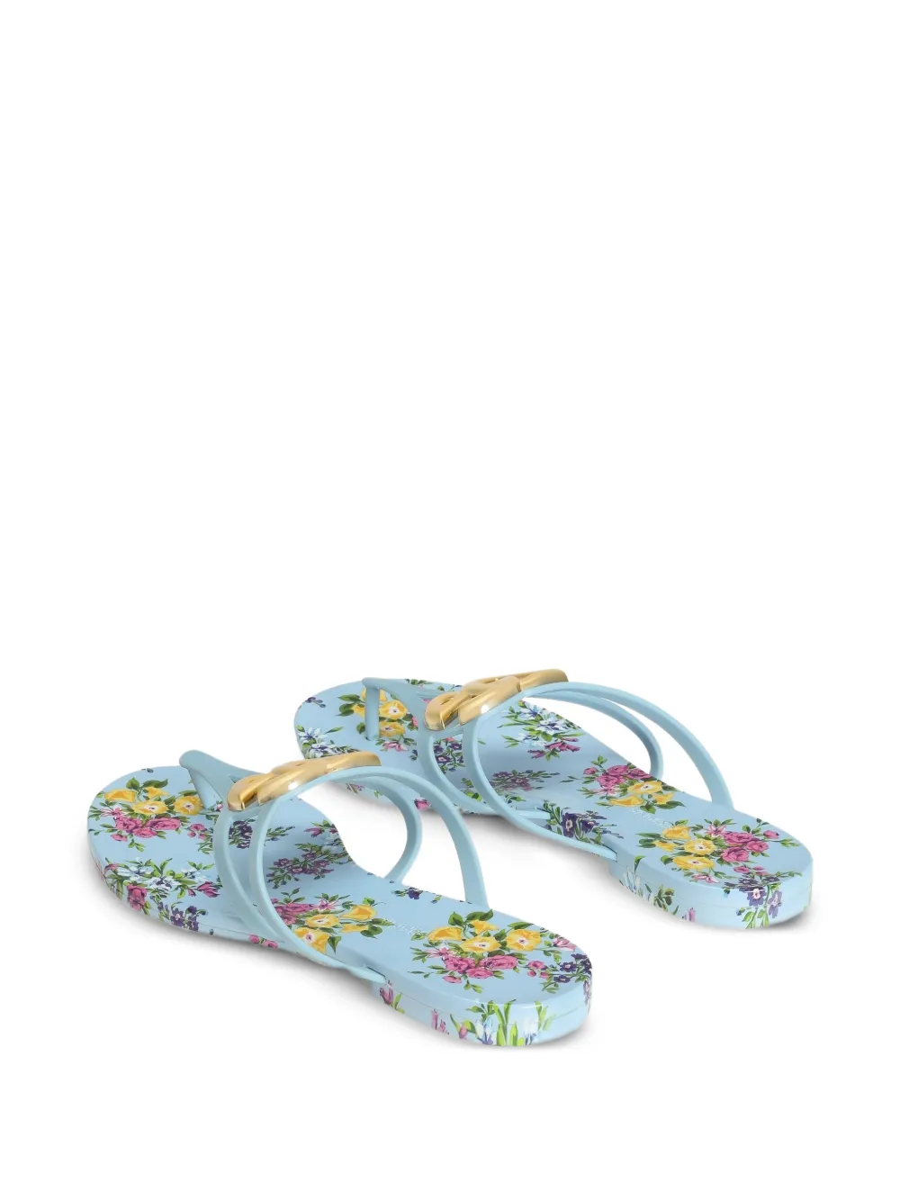 logo floral print flip-flops