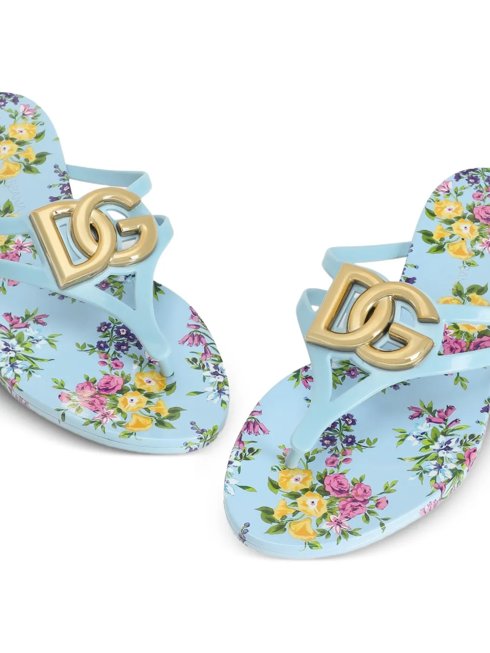 logo floral print flip-flops