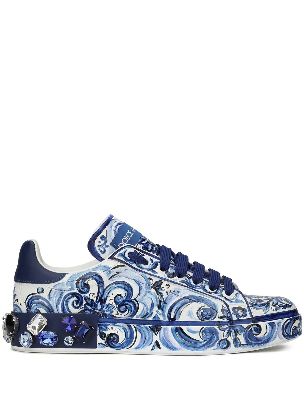 Portofino Majolica-print leather sneakers