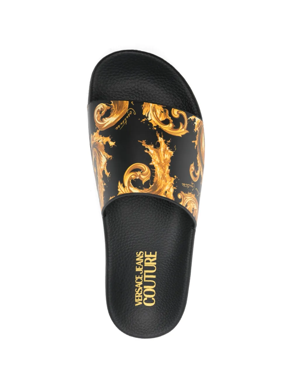 Jeans Couture baroque-print slides